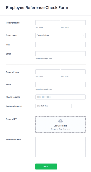 Employee Reference Check Form Template