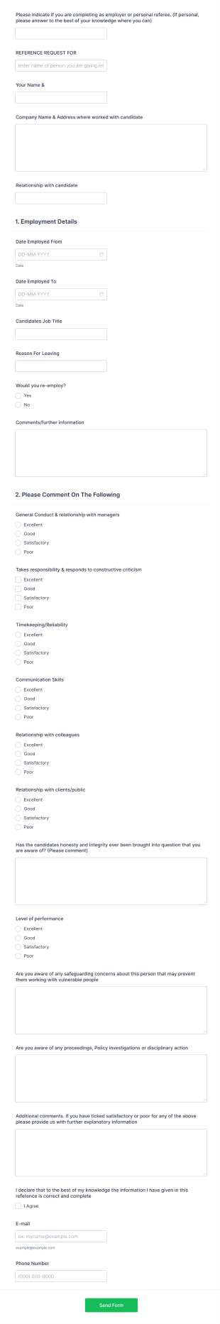 Medical Company Employee Reference Request Form Template