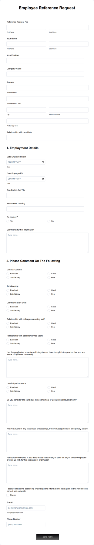 Employee Reference Form Template