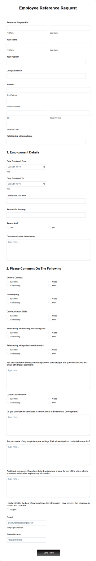 Employee Reference Form Template
