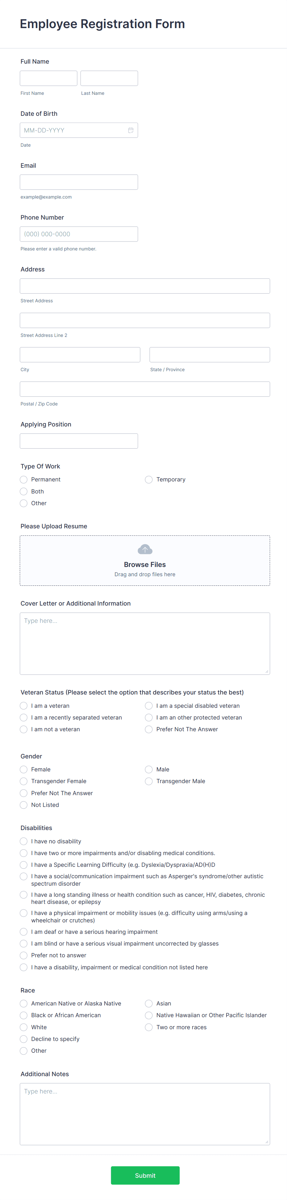 Employee Registration Form Template | Jotform