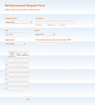 Employee Reimbursement Form Template