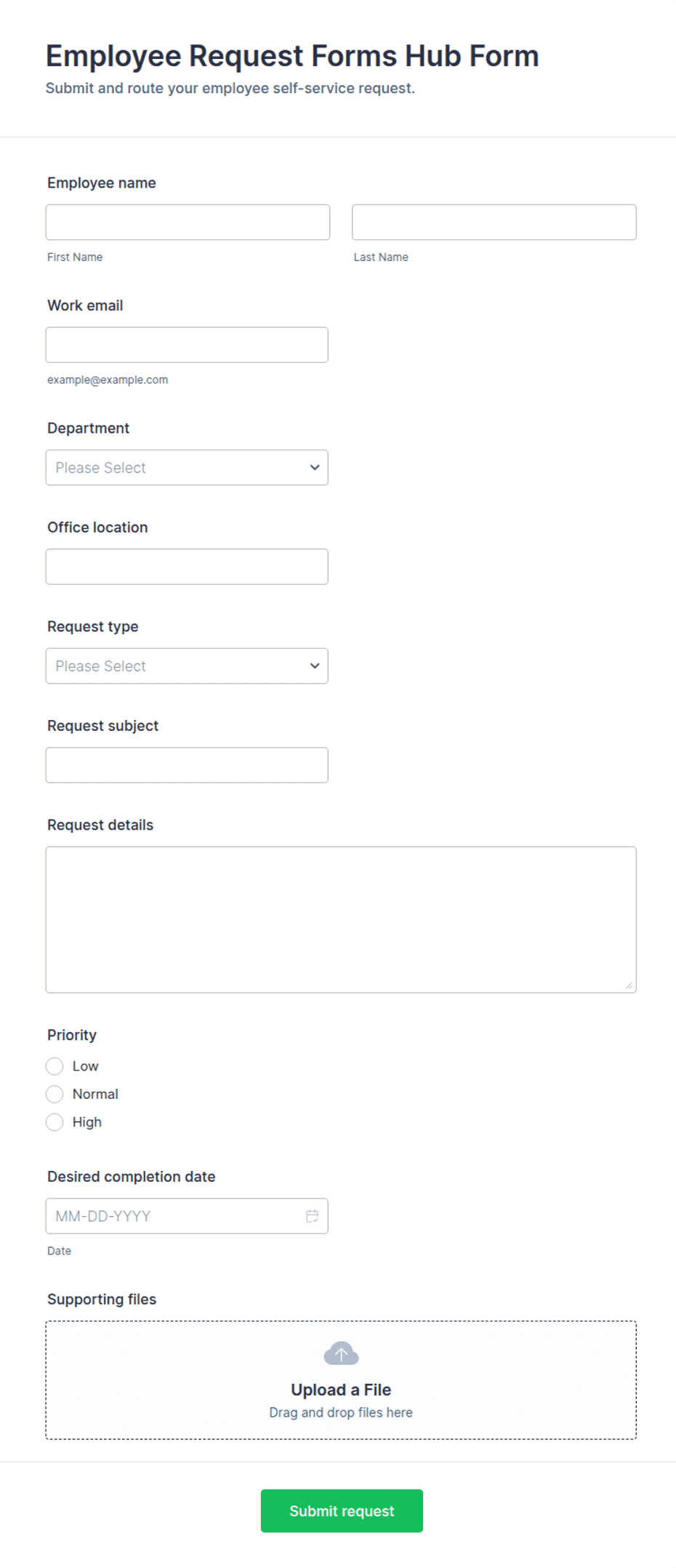 Employee Request Forms Hub Form Template | Jotform