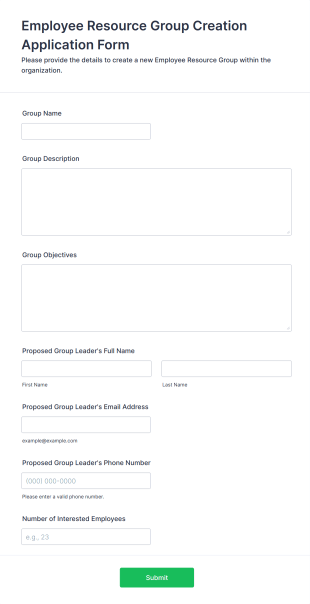 Employee Resource Group Creation Application Form Form Template