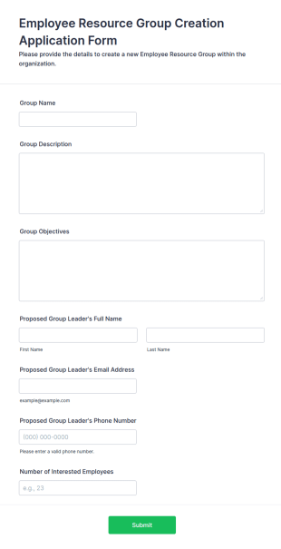 Employee Resource Group Creation Application Form Template