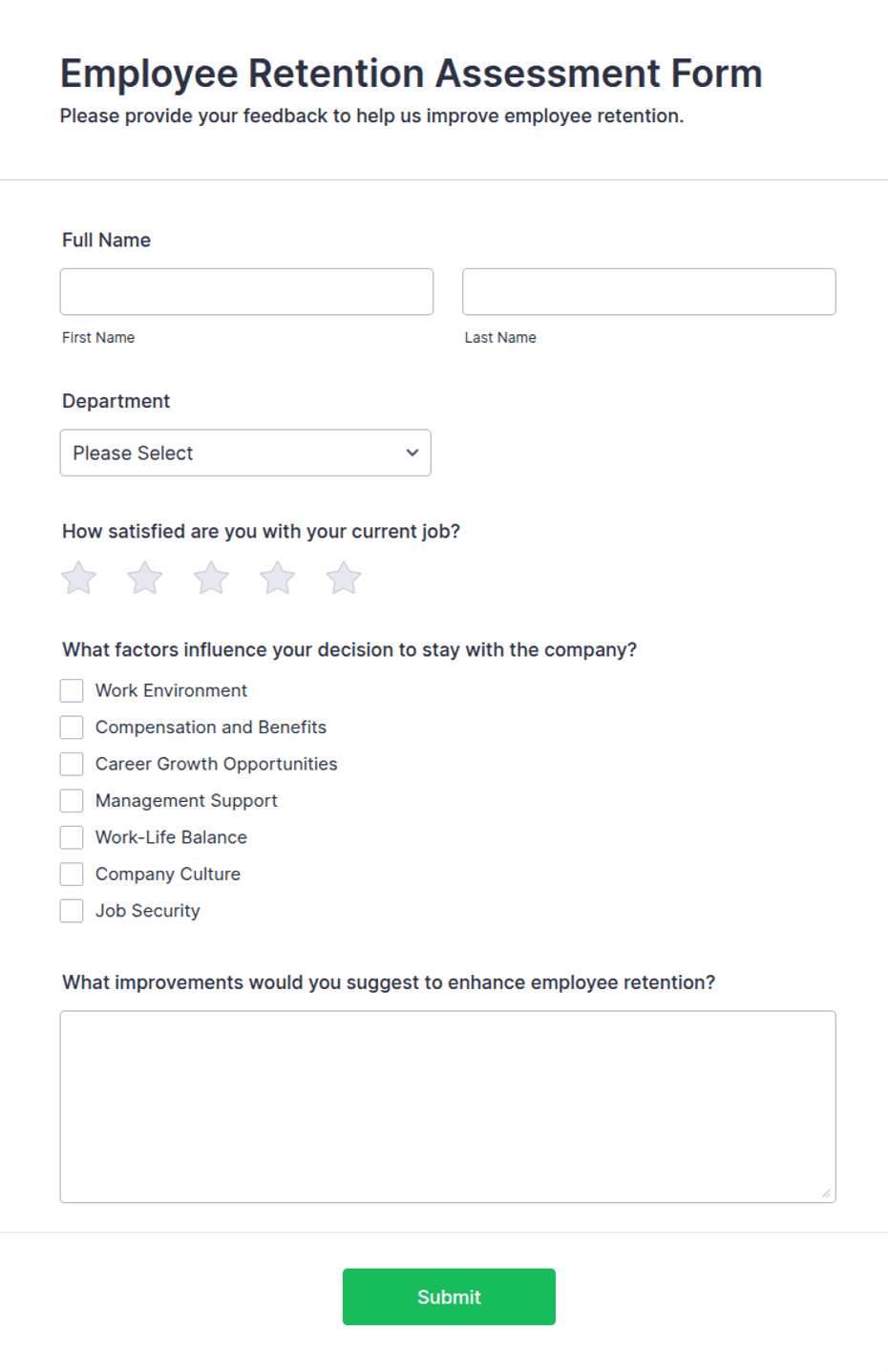 Retention Incentive Form.pdf Employee Retention Assessment Form Template | Jotform