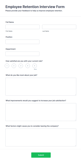 Employee Retention Interview Form Template