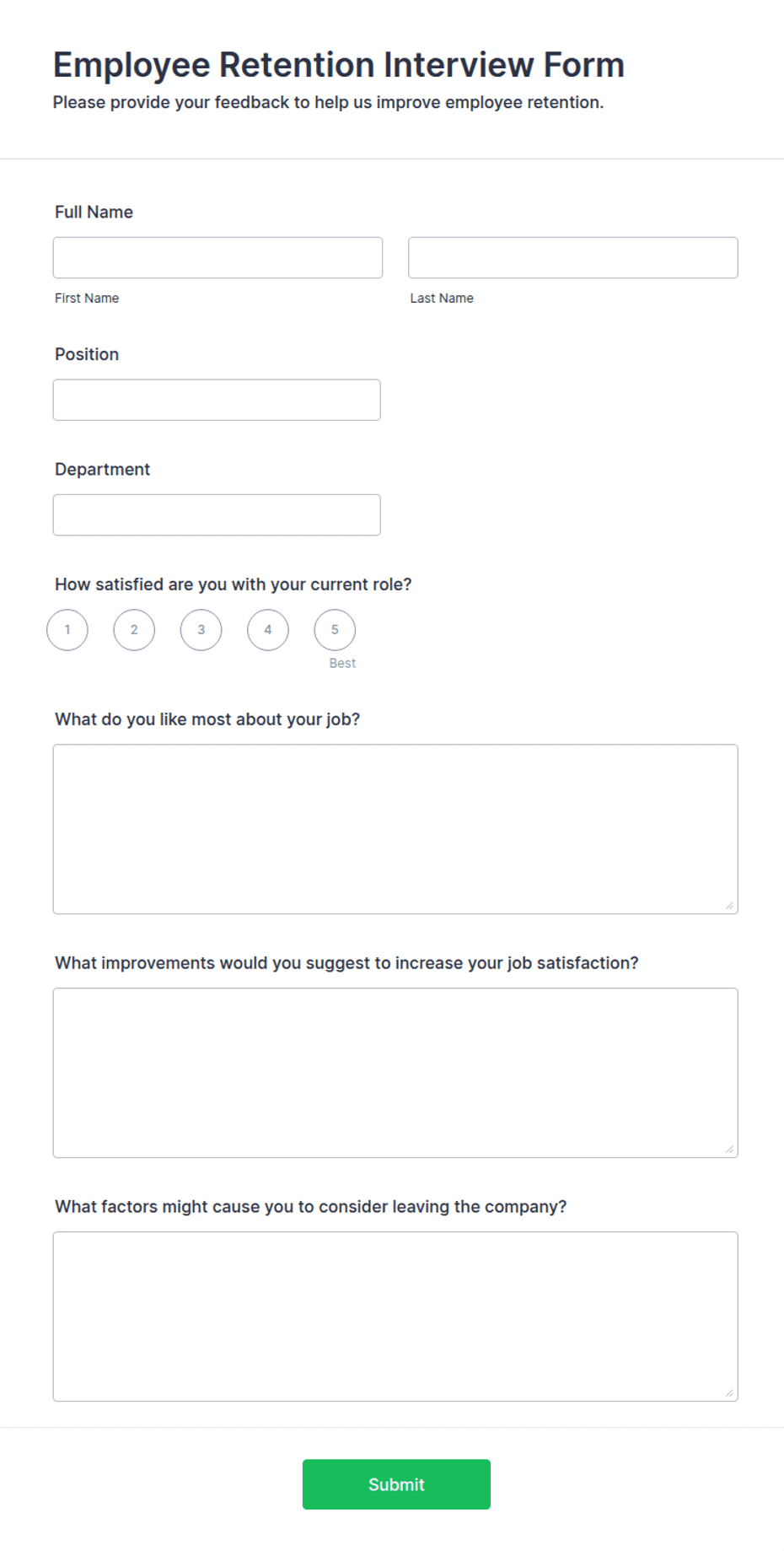Employee Retention Interview Form Template | Jotform