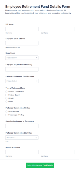 Employee Retirement Fund Details Form Template