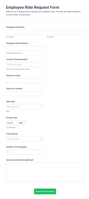 Employee Ride Request Form Template