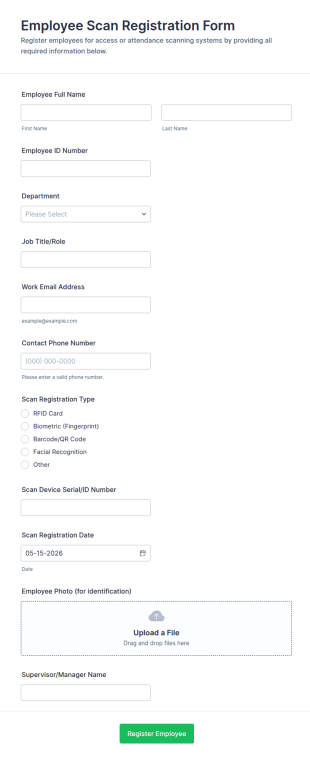 Employee Scan Registration Form Template