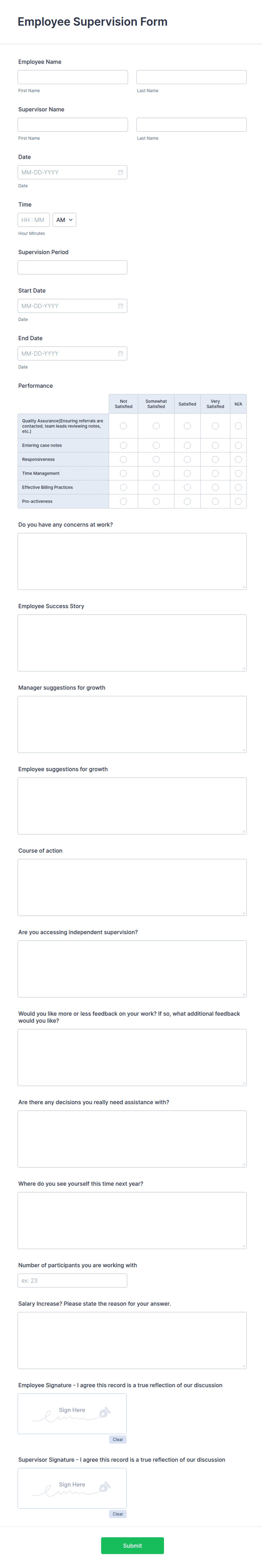Employee Supervision Form Template Jotform