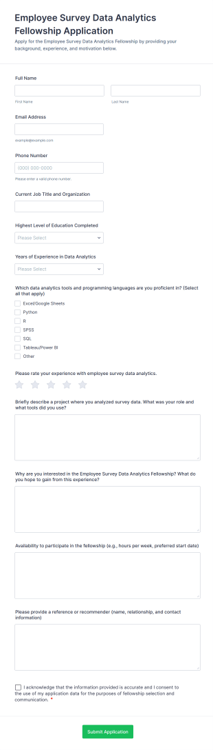 Employee Survey Data Analytics Fellowship Application Form Template