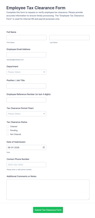 Employee Tax Clearance Form Template