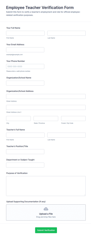 Employee Teacher Verification Form Template