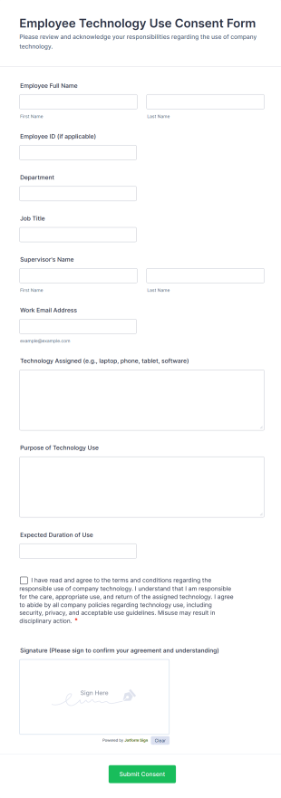 Employee Technology Use Consent Form Template
