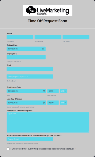 Employee Time Off Request Form Template
