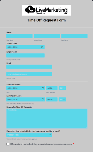 Employee Time Off Request Form Template