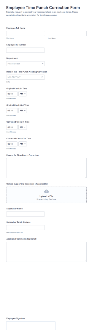 Employee Time Punch Correction Form Template