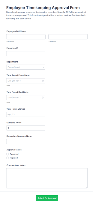 Employee Timekeeping Approval Form Template