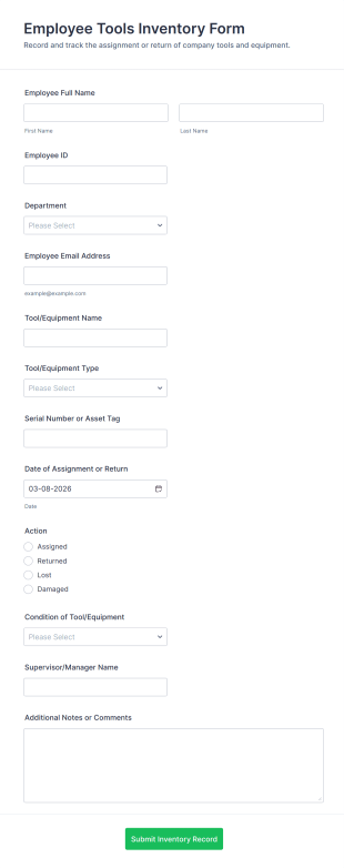 Employee Tools Inventory Form Template