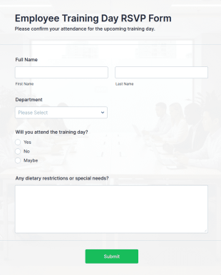 Employee Training Day RSVP Form Template