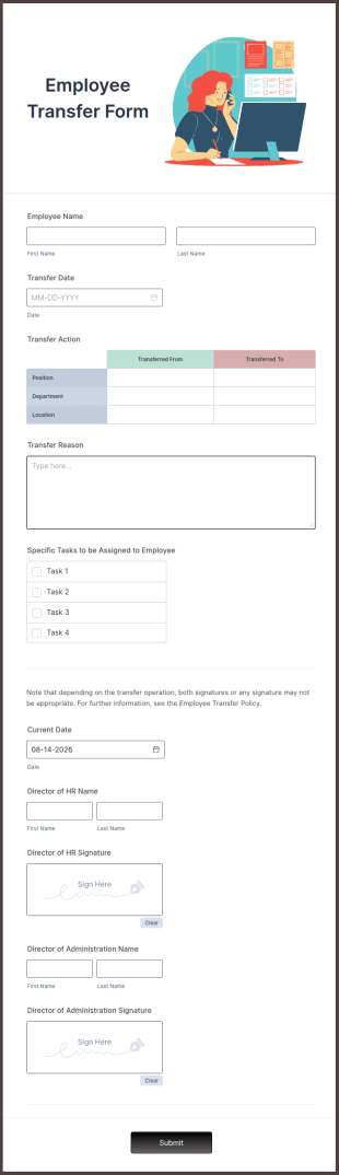 Employee Transfer Form Template