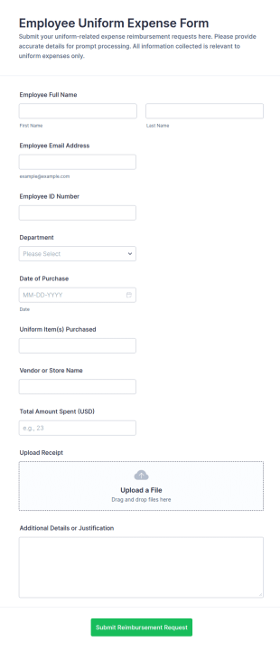 Employee Uniform Expense Form Template