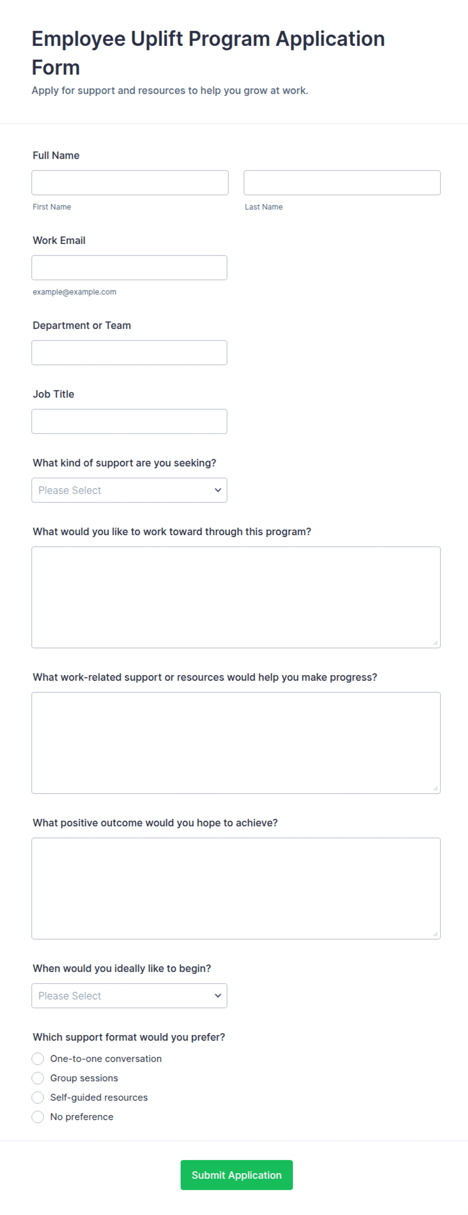 Employee Uplift Program Application Form Template | Jotform