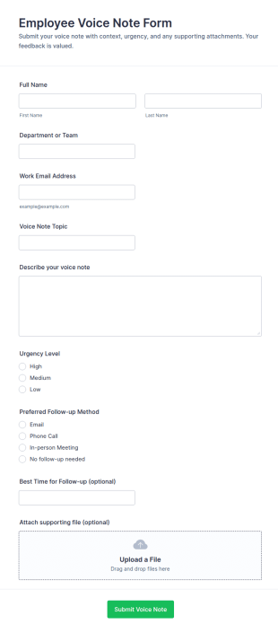 Employee Voice Note Form Template