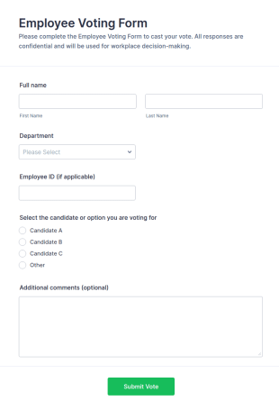 Employee Voting Form Template