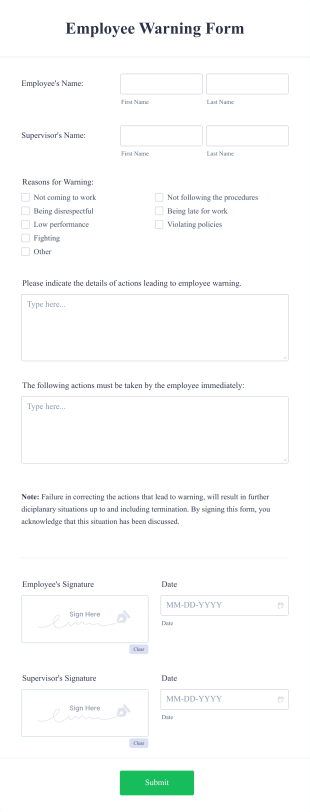 Employee Warning Form Template