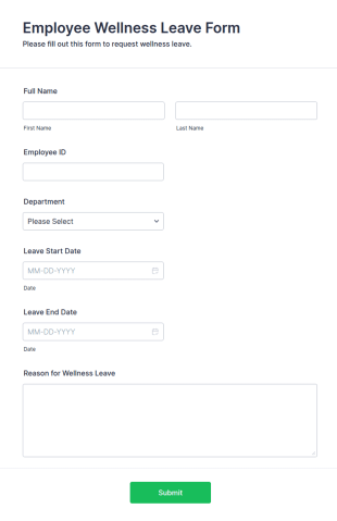 Employee Wellness Leave Form Template