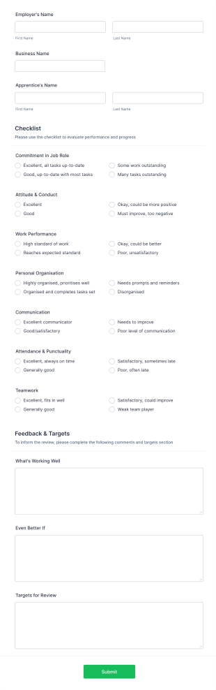 Employer Review Form Template