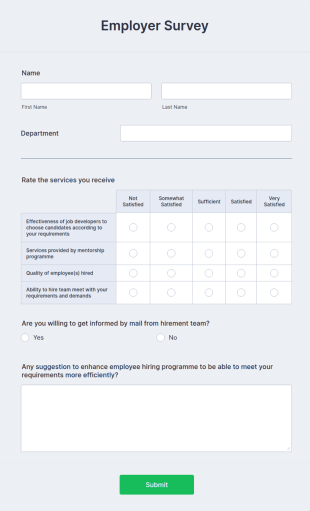 Employer Survey Form Template