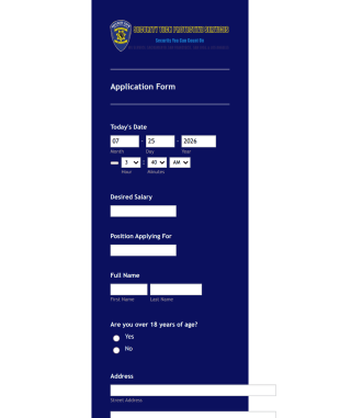 Security Job Application Form Template