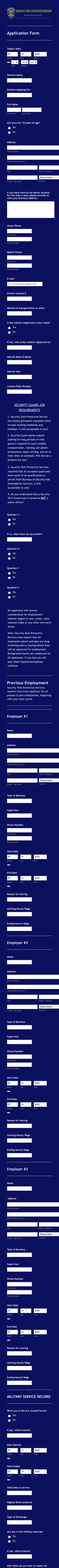 Security Job Application Form Template