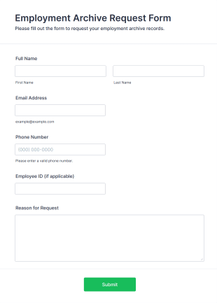 Employment Archive Request Form Template
