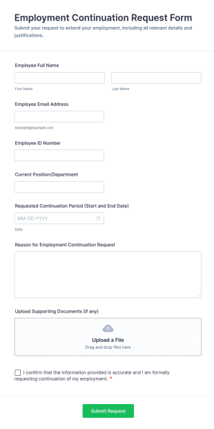 Employment Continuation Request Form Template