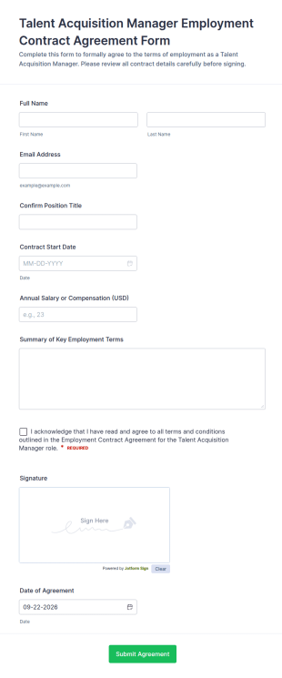Employment Contract Agreement Form Template