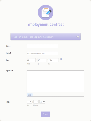 Employment Contract Form Template