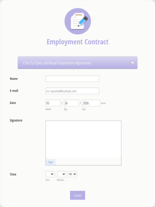 Employment Contract Form Template