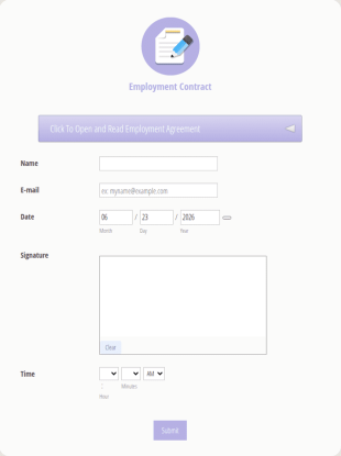 Employment Contract Form Template