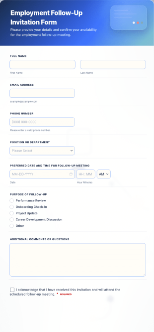 Employment Follow Up Invitation Form Template