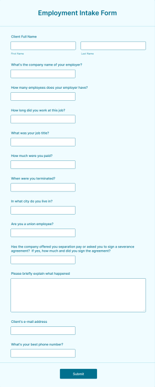 Employment Intake Form Template