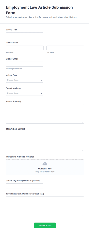 Employment Law Article Submission Form Template