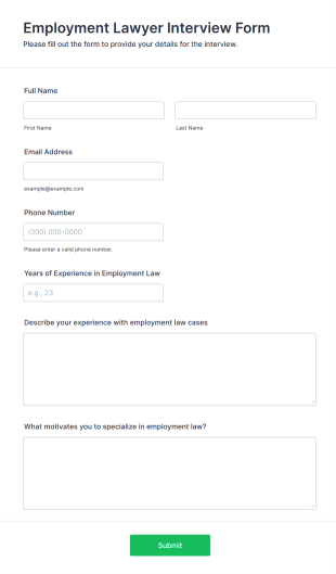 Employment Lawyer Interview Form Template