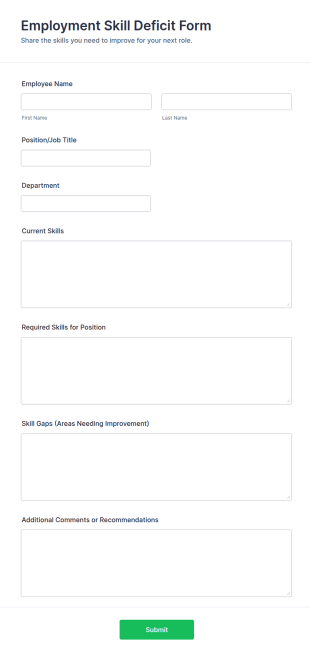 Employment Skill Deficit Form Template