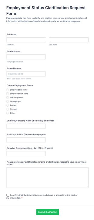 Employment Status Clarification Request Form Template