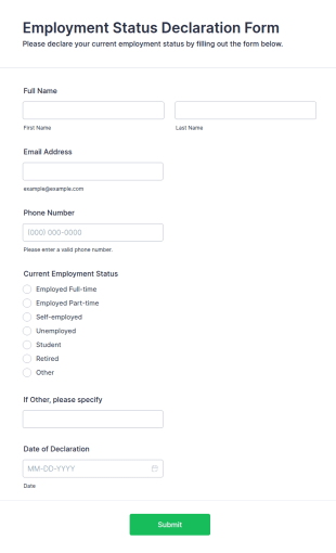 Employment Status Declaration Form Template